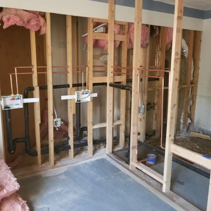 Copper pipe rough-in and plumbing installation in Lakewood